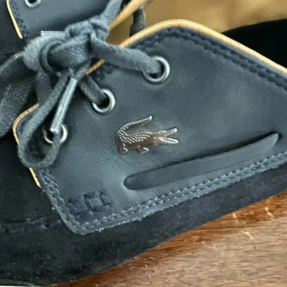 Lacoste Black Boat Shoes with Suede Finish